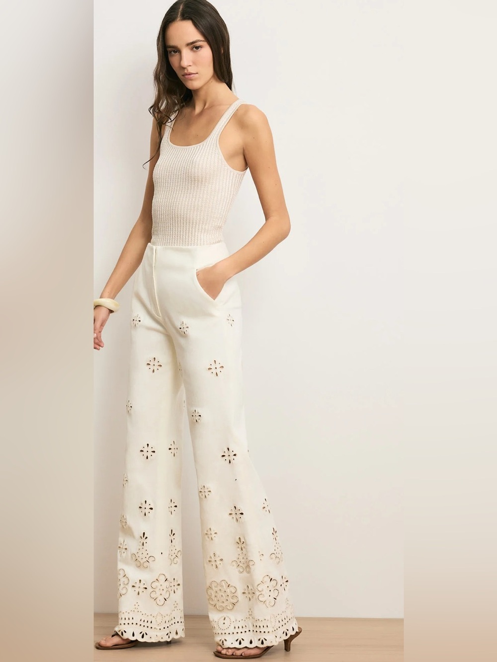 Veronica Beard X CFDA Komi eyelet pant cotton flare NWT